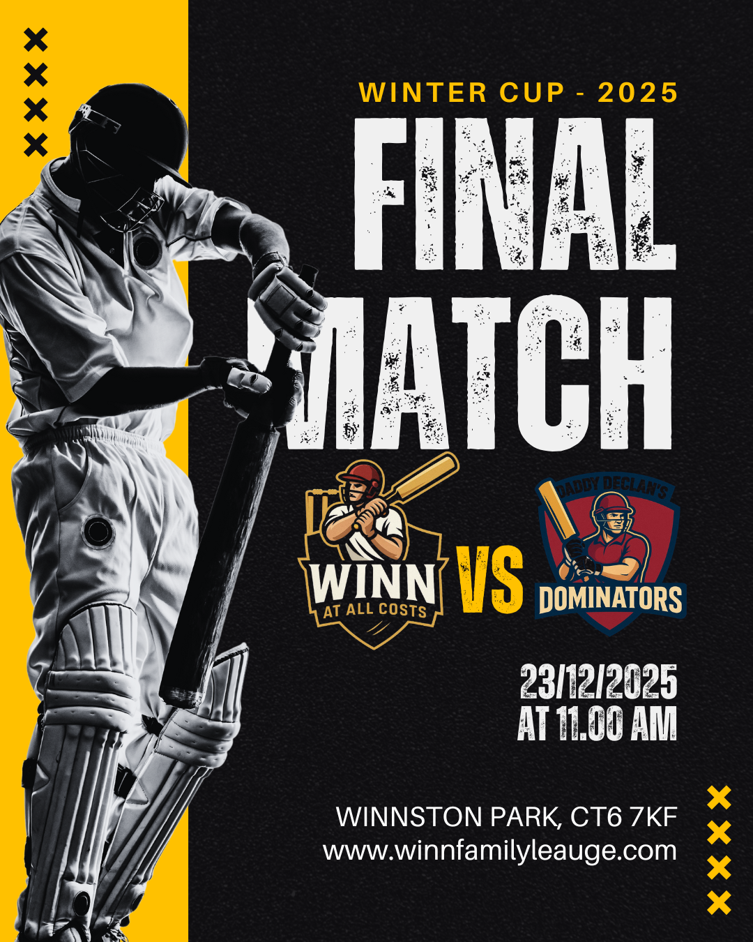 Winn At All Cost 191/6 – 151/6 Daddy Declan's Dominators